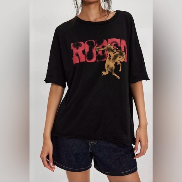 NWT! Free People Ragabond Black Western Rodeo Graphic Tee XSmall
